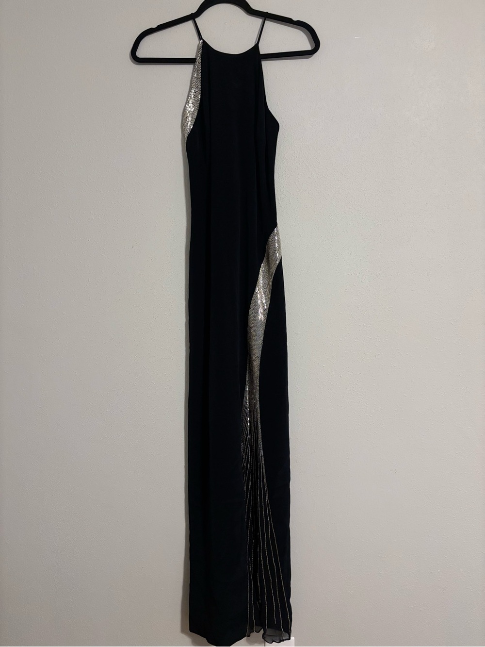 Black silk long dress